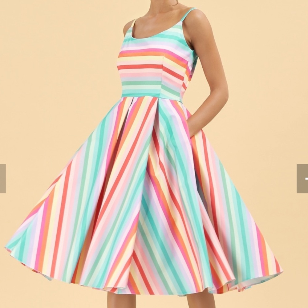 Petite Multicolor fit & flair Party Dress